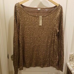 J Crew Gold Sequin Top Size Large